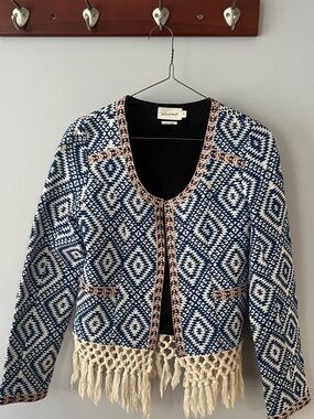 Tularosa Red, White and Blue Embroidered Open-Front Jacket